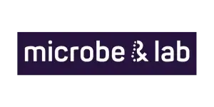 Het officiële paarse logo van Microbe&Lab, een vaste ISO-gecertificeerde laboratoriumpartner van OnlineLab.shop.